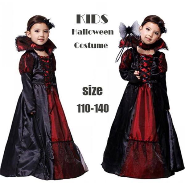 ハロウィーン 吸血鬼 悪魔 女の子 ワンピース 子供用 ジュニア 仮装 ハロウィン コスチューム 衣装 子供 コスプレ 変装 イベント パーティー