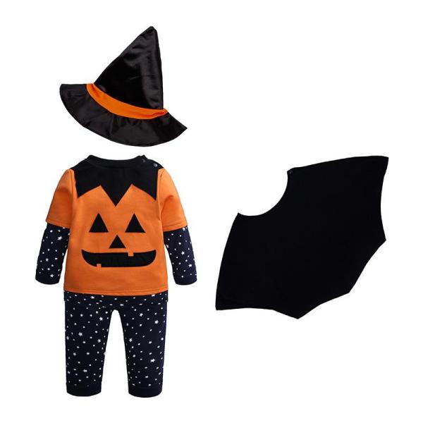 ハロウィン 仮装 衣装 子供 ベビー キッズ かぼちゃ 4点セット baby halloween カボチャ 幼稚園 保育園 長袖 カバーオール 帽子