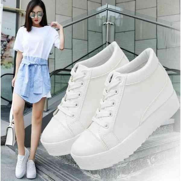 超人気 赤字覚悟 スニーカー レディース 厚底靴 8cm美脚 大きいサイズ インヒール ウォーキング ハイヒール 白 黒 レースアップ Skt 0 Pb797 茶々娘 通販 Yahoo ショッピング