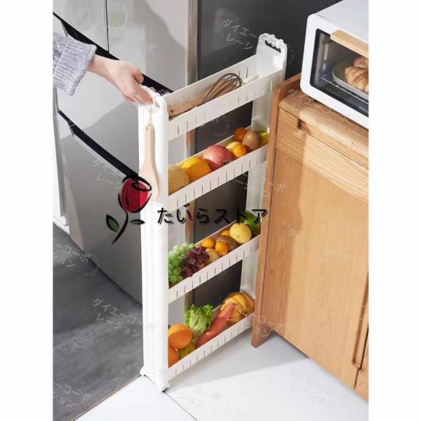 キッチンラック　キッチンワゴン 省スペース調理中にそばにおいてすぐ使える調味料置きとして。冷蔵庫と食器棚の隙間で食材ストックとして。洗面台と洗濯機の隙間で洗剤などの収納として。あなたはどんな使用シーンが浮かびますか。2段から7段までお選びい...