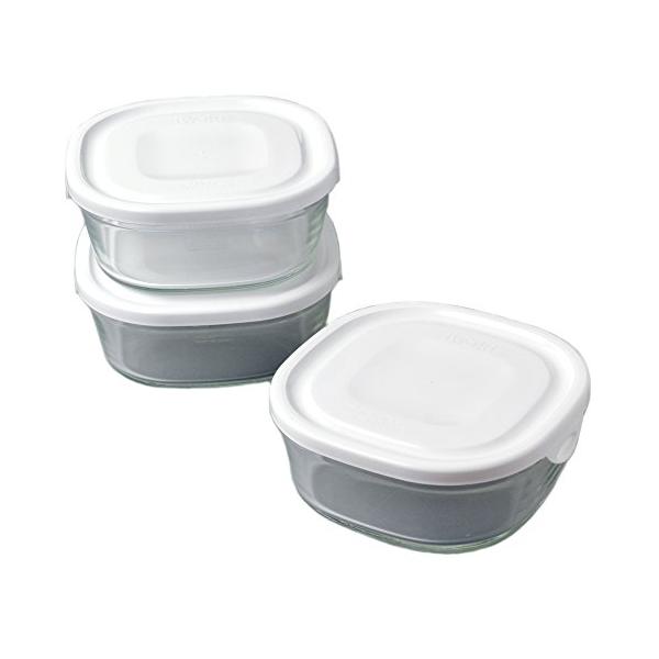 iwaki ミニ 浅型 ホワイト 重ねパック3個セット