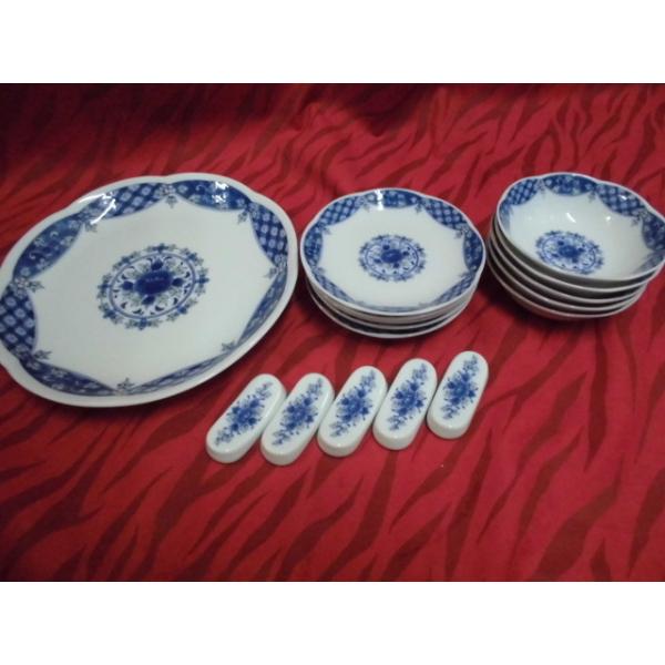 中古良品 食器 小皿 取り皿 居酒屋 お皿 洋食ご家庭にも！花柄　お皿と箸置き16個セット 店舗用品 厨房小物●ｓ335
