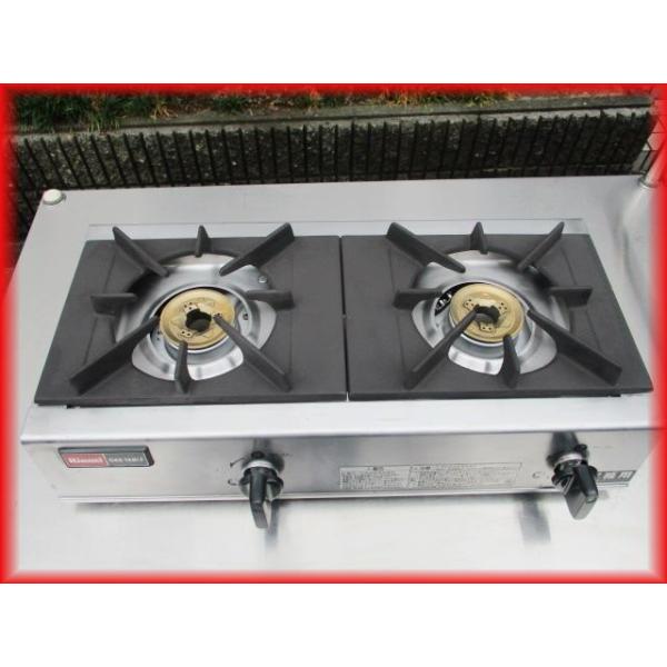 □中古品 リンナイ業務用ガスコンロ 2021年製 LPガス SRB-206A 卓上2口