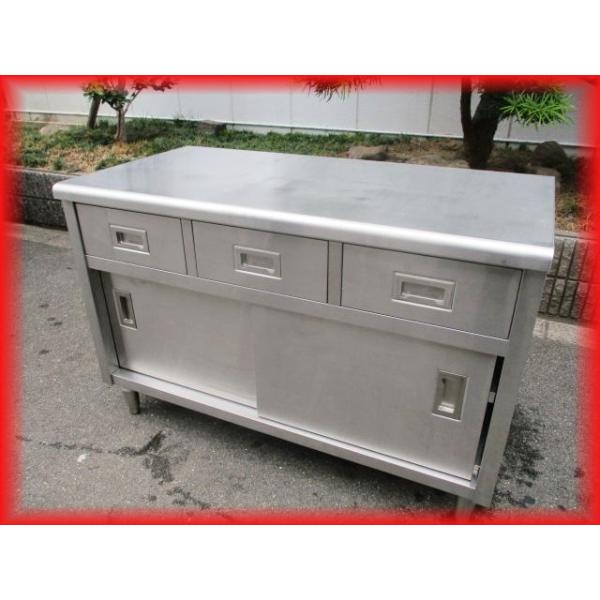 調理台 キャビネット 盛付台 引出し付 業務用 ステンレス 1200×600mm 中古美品 厨房用品 店舗 大阪発 No.692g