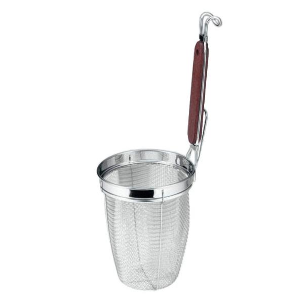 [ 仕様 ]◇サイズ：φ140×H400mm◇網部深さ：175mm◇網メッシュ：線径0.47×8メッシュ◇重量：240g◇材質：　本体・網／18-8ステンレス鋼　ハンドル／木製（ローズ）