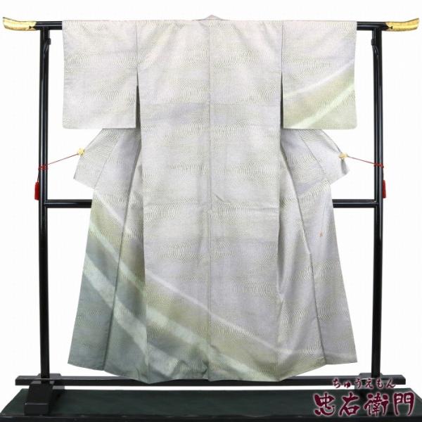 p1】白山工房 牛首紬 牛首 染め付下げ 中古 正絹 手織 着物 リサイクル 