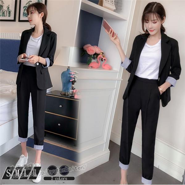 セットアップ OL パンツスーツ フォーマル パーティー オフィス着　オシャレ tyutenbaiten_bhd190802294