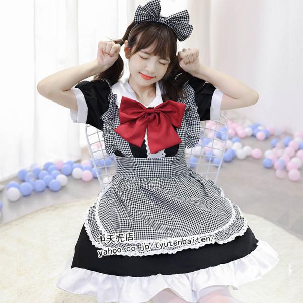 メイド服 コスプレ XL 6点セット 可愛い ロリータ ゴスロリ