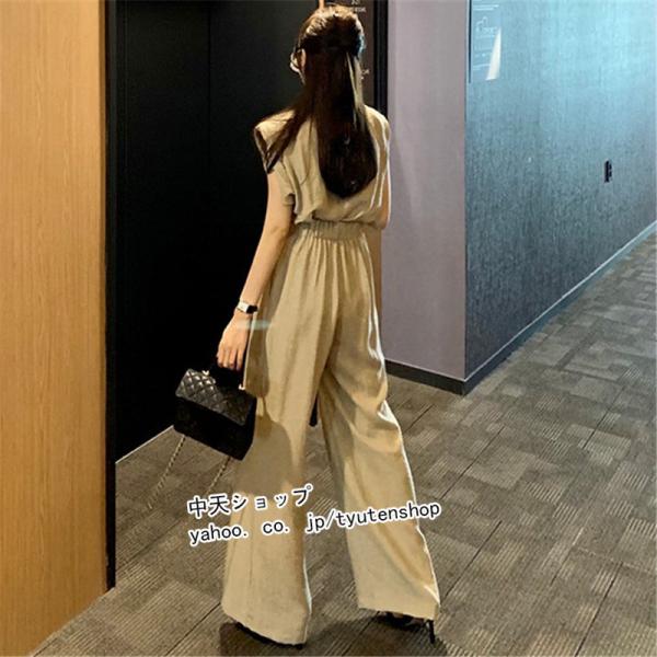 ワイドパンツ セットアップ レディース 2点セット ノースリーブ