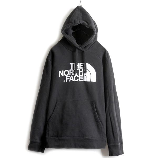 人気 黒 □ ノースフェイス プリント スウェット フード パーカー