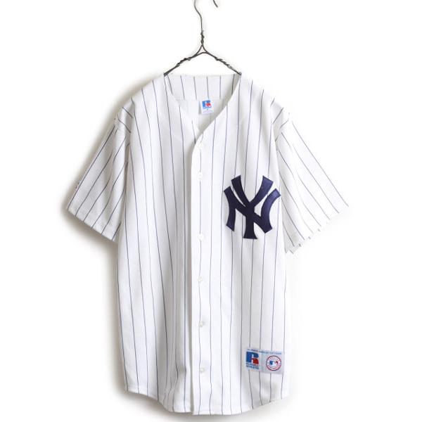 90s USA製 ■ MLB オフィシャル ラッセル ニューヨーク ヤンキース ストライプ ベースボール シャツ メンズ M / 古着 RUSSELL  ユニフォーム :b-apd22y23n06:Master Plan - 通販 - Yahoo!ショッピング