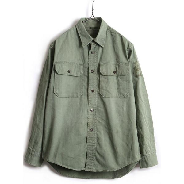 60s ビンテージ コットン ヘリンボーン ツイル 長袖 ユーティリティー シャツ メンズ M 古着 ミリタリー オリーブ 70年代 アーミー F Apd08y21n06 Master Plan 通販 Yahoo ショッピング