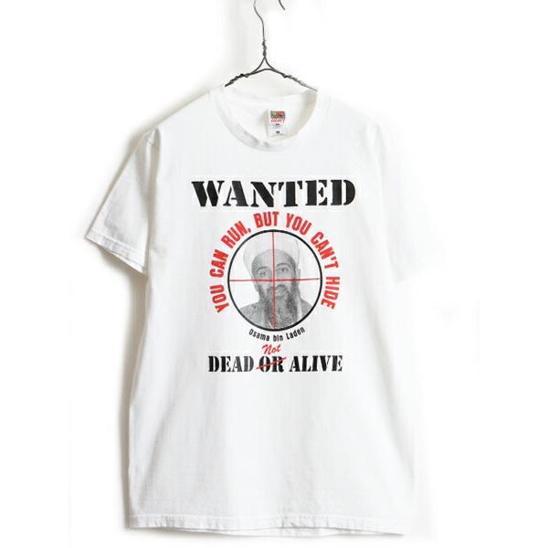 00's オールド □ ウサマ ビンラディン プリント 半袖 Tシャツ ( 男性