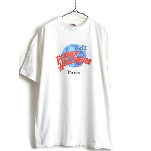 90's USA製 □ プラネットハリウッド ロゴ プリント 半袖 Tシャツ