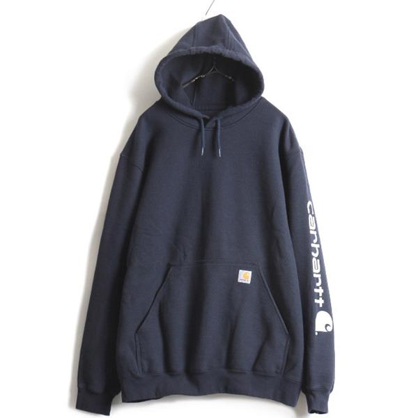 大きいサイズ XL □ カーハート 袖 プリント スウェット フード
