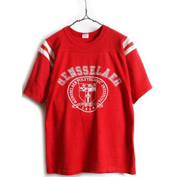 80s USA製 希少サイズ S □ collegiate pacific 両面 プリント 半袖