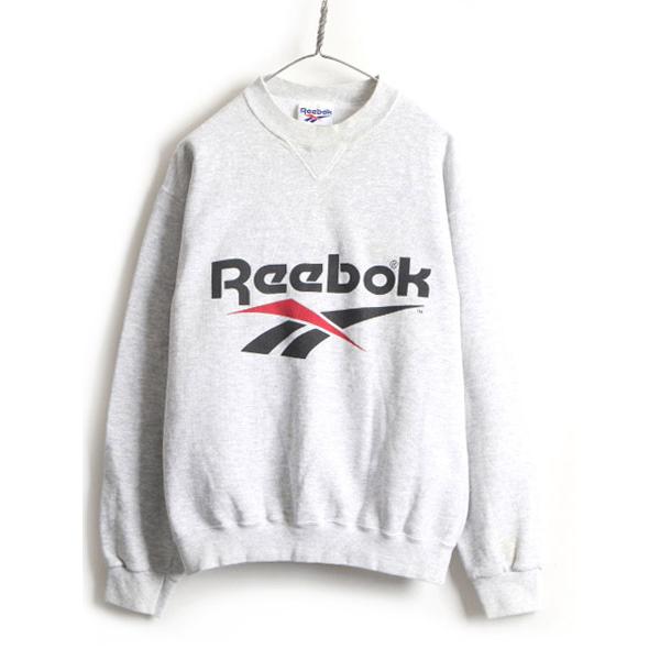 90s USA製 オールド □ Reebok リーボック ビッグ ロゴ プリント 前V