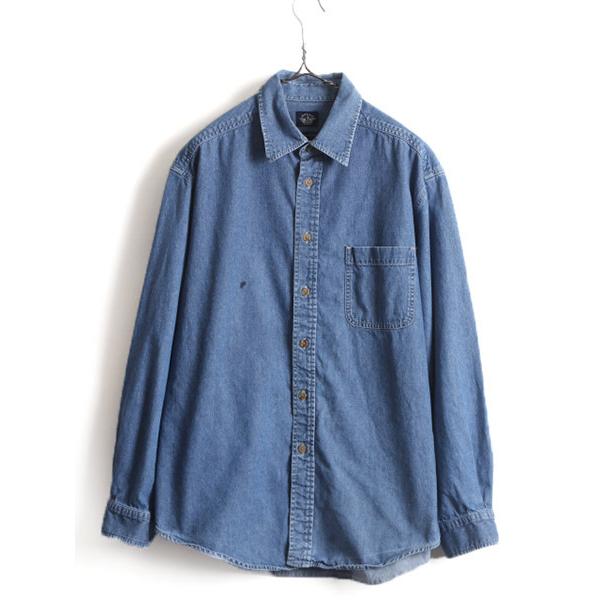 90s □ DOCKERS リーバイス ポケット付き 長袖 デニム シャツ ( メンズ