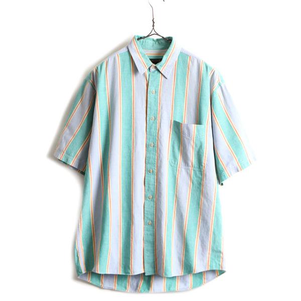 80s 黒タグ ビンテージ □ エディーバウアー ストライプ 半袖 シャツ