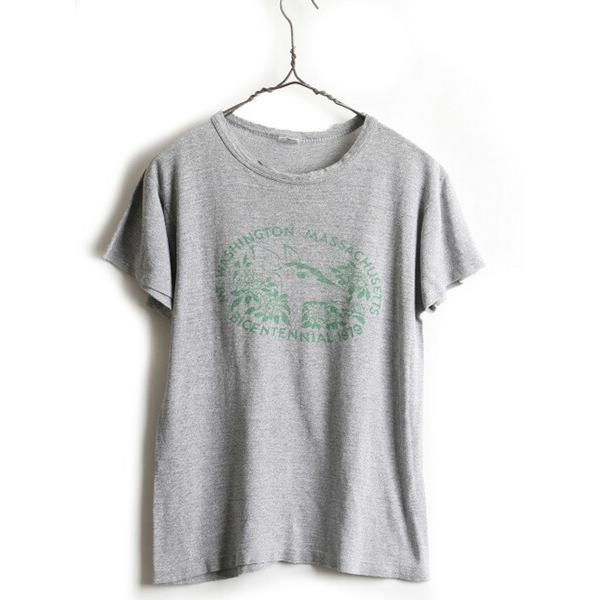 70's USA製 ビンテージ □ Champion チャンピオン 染み込み プリント