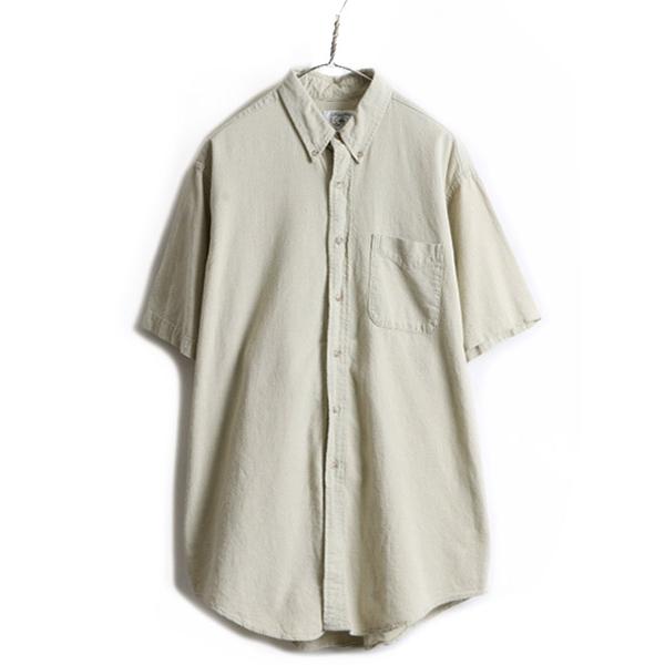 USA製 ■ ブルックスブラザーズ コットン リネン 半袖 ボタンダウン シャツ ( メンズ L ) 古着 Brooks Brothers 半袖シャツ  ポケット付き