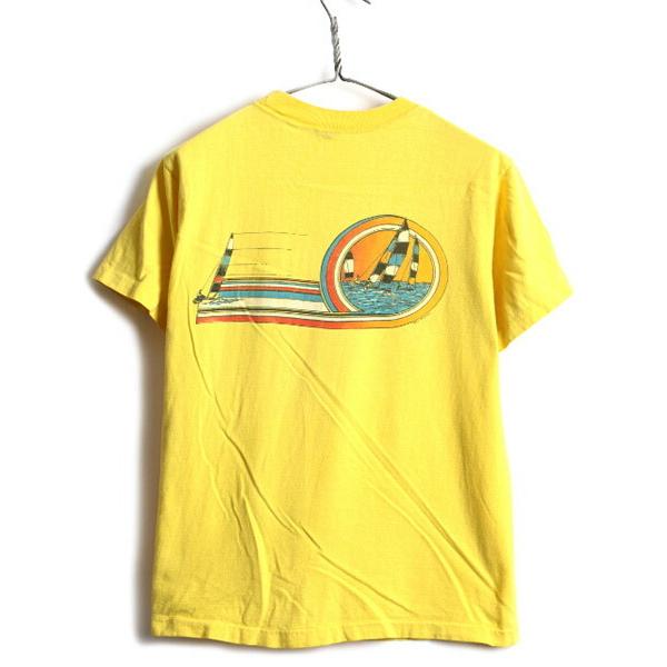 70s 80s USA製 ビンテージ □ サーフ プリント ポケット付き 半袖 T