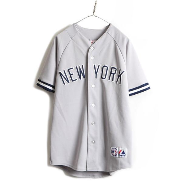 00s USA製 希少サイズ S ■ MLB オフィシャル Majestic ニューヨーク ヤンキース 半袖 ベースボール シャツ ( メンズ )  古着 ゲームシャツ