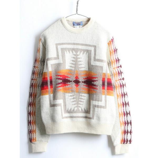 70s USA製 希少サイズ S ■ PENDLETON ペンドルトン HIGH GRADE WESTERN WEAR ネイティブ 柄 ウール ニット  セーター ( メンズ 男性)古着