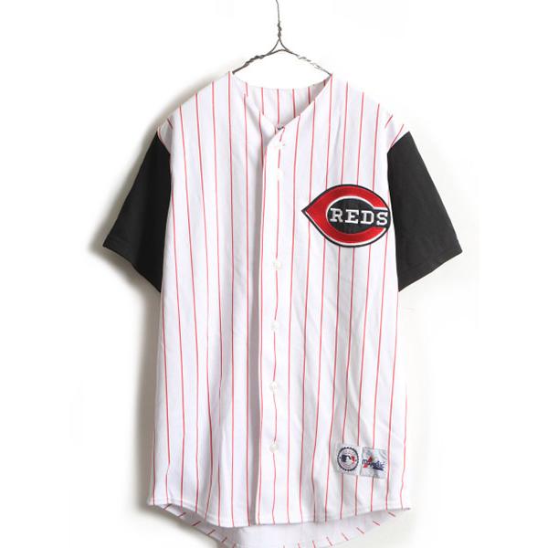 00s ■ MLB オフィシャル Majestic シンシナティ レッズ 半袖 ベースボール シャツ ( メンズ M ) 古着 オールド ゲームシャツ  ユニフォーム