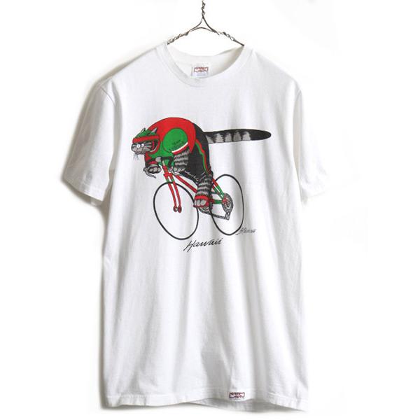 80s USA製 □ Crazy Shirt ハワイ クリバンキャット 両面 プリント