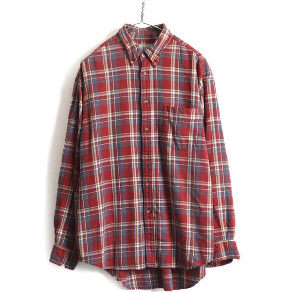 90s 00s □ OLD GAP チェック フランネル 長袖 ボタンダウン シャツ
