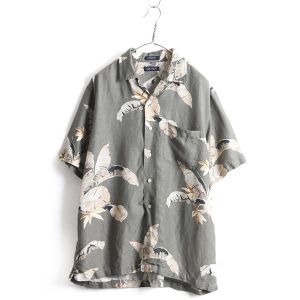 □ NAUTICA ノーティカ ループ留め オープンカラー 半袖 アロハシャツ