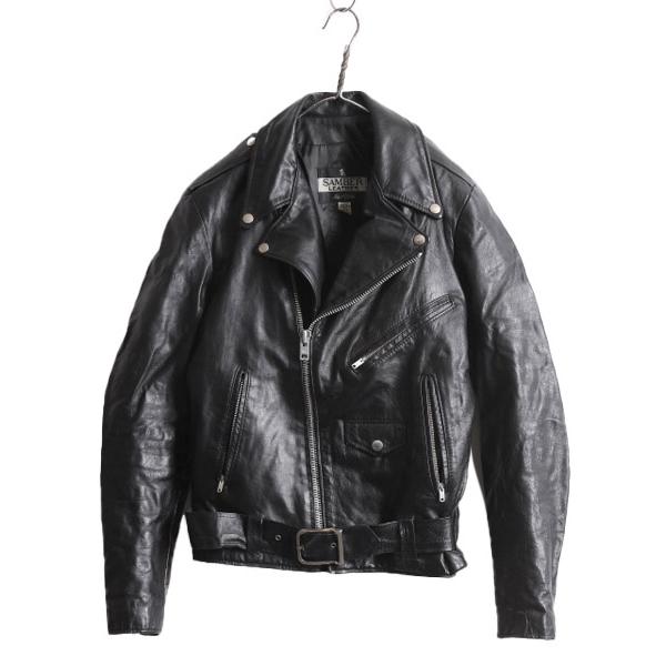 限定値引USA製ダブルライダースジャケットレザー黒ライナー付き大きめ.