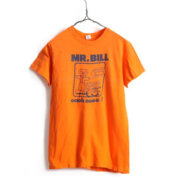 70s USA製 ビンテージ □ MR.BILL キャラクター プリント 半袖 Tシャツ