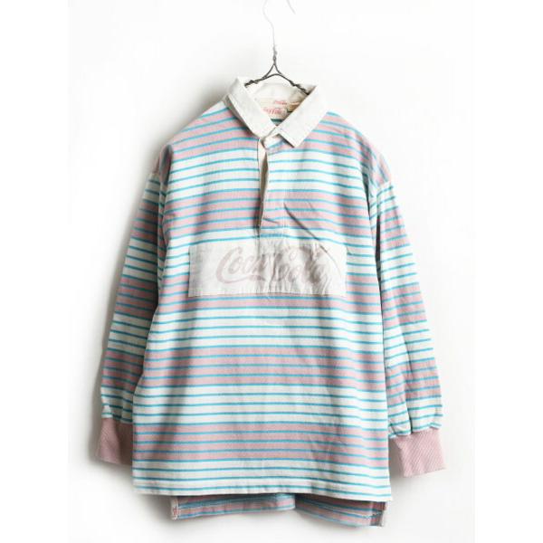 90s オールド 企業物 ■ コカコーラ Coca Cola ボーダー コットン 長袖 ラガーシャツ ( レディース 女性 M )古着 長袖シャツ  ラグビー 当時 :k-myd22y19n17:Master Plan - 通販 - Yahoo!ショッピング