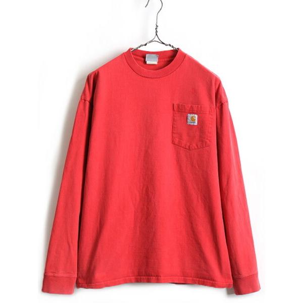 90's □ カーハート ポケット付き 長袖 Tシャツ ( 男性 メンズ L