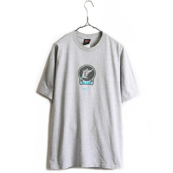00s □ ナイキ MLB オフィシャル マーリンズ プリント 半袖 Tシャツ