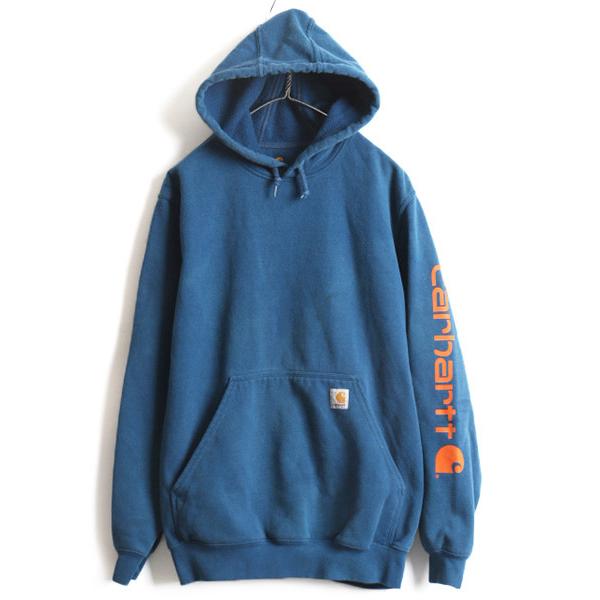 カーハート 袖 プリント スウェット フード パーカー メンズ M 古着 Carhartt トレーナー スエット 裏起毛 プルオーバー ブルー 青 N Mrd04y22n12 Master Plan 通販 Yahoo ショッピング