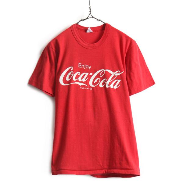 70s ビンテージ ■ コカコーラ プリント 半袖 Tシャツ ( L メンズ レディース 小さめ S 程) 古着 70年代 Coca Cola 企業  当時物 プリントT