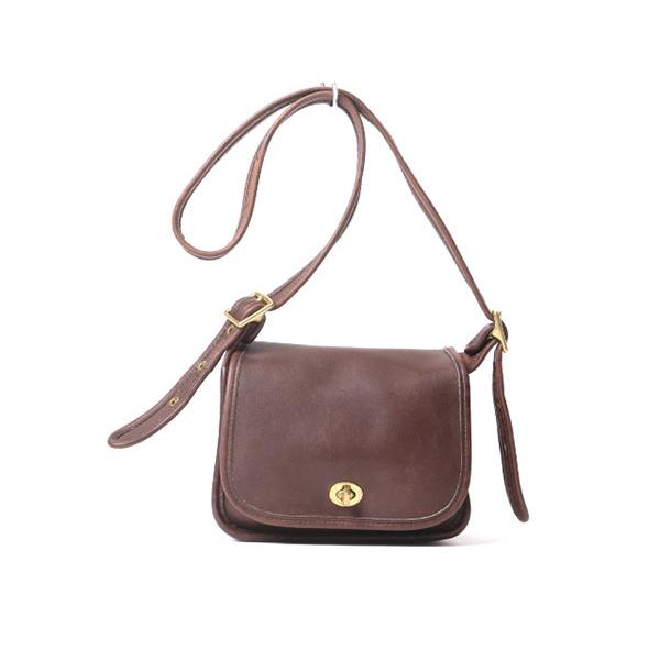 USA製 オールドコーチ ■ COACH コーチ 本革 レザー ショルダーバッグ 斜めがけ レディース アメリカ製 牛革 中古 ターンロック こげ茶 茶