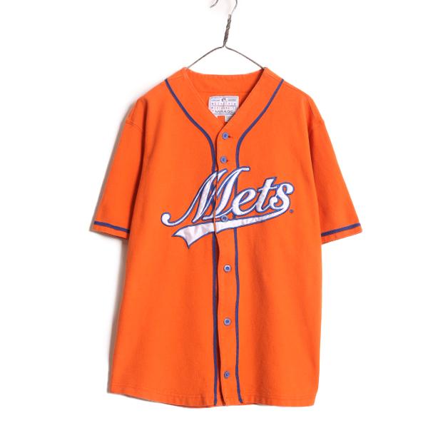 MLB オフィシャル MIRAGE メッツ ベースボール シャツ メンズ M 古着  