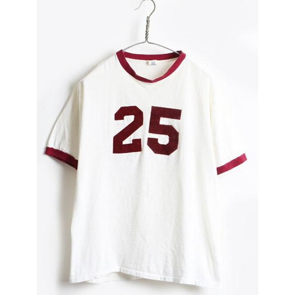 70's 80's USA製 ビンテージ □ 両面 フロッキー プリント 半袖