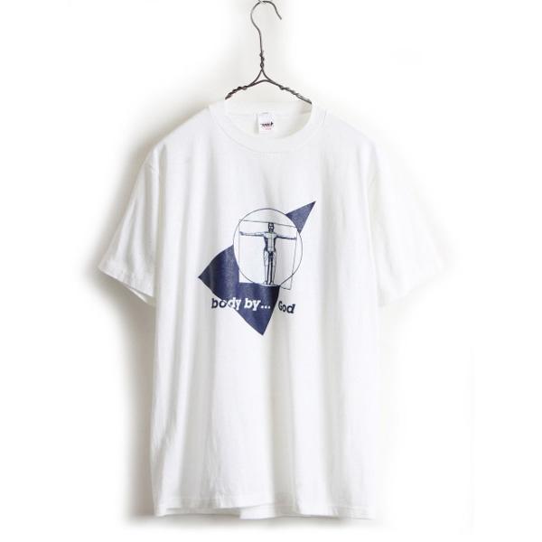 80s USA製 ビンテージ □ 企業物 両面 アート プリント 半袖 Tシャツ