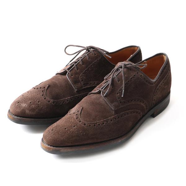 英国製 □ CROKETT＆JONES 本革 スエード レザー ウイングチップ 