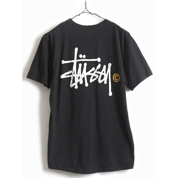 00s オールド 人気 黒 □ ステューシー STUSSY 両面 ストック ロゴ