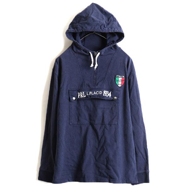 □ ポロ ラルフローレン フード付き 長袖 ラガーシャツ メンズ L / 90s
