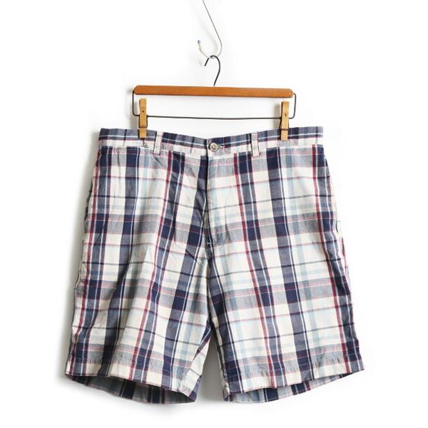 ■ LLBEAN エルエルビーン インディアン マドラス チェック コットン ショートパンツ ( メンズ 34 ) 古着 ショーツ 短パン 半パン  LLビーン