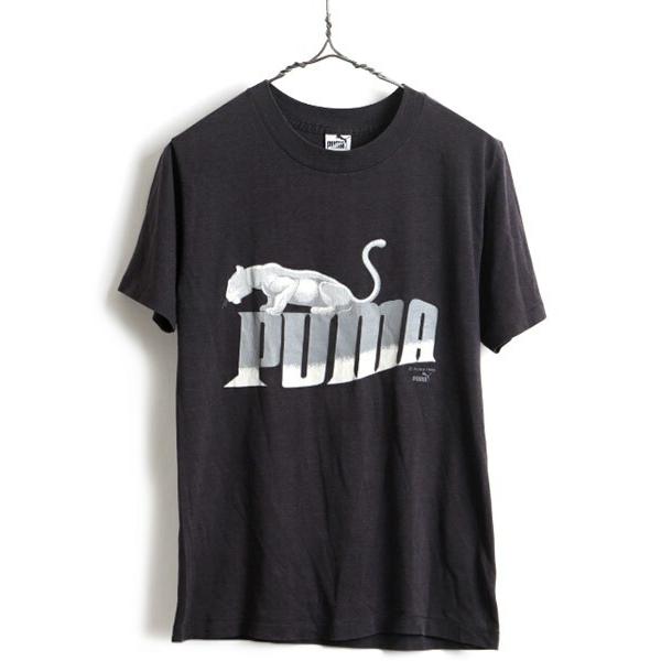 80's USA製 ビンテージ □ PUMA プーマ ビッグ ロゴ プリント 半袖 T