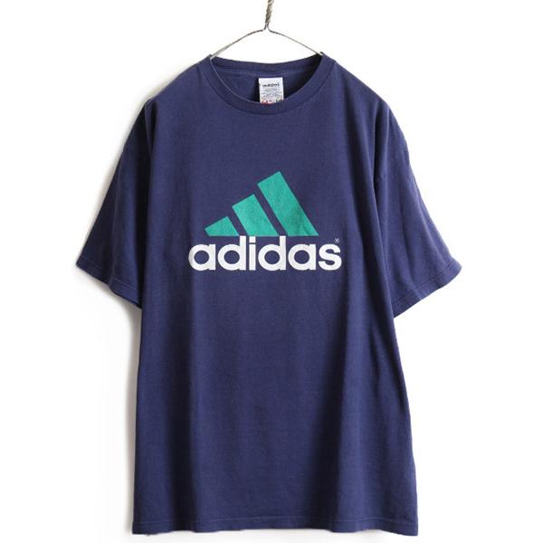 90s USA製 □ アディダス プリント 半袖 Tシャツ ( メンズ L ) 古着 90