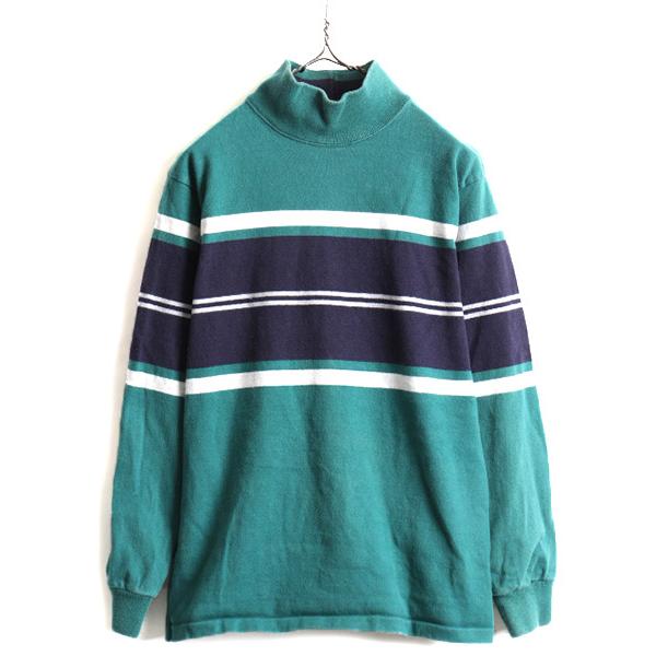 80s USA製 希少サイズ S □ エルエルビーン タートルネック ボーダー